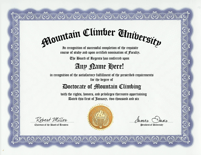 MOUNTAIN CLIMBING DIPLOMA  CLIMBER MOUNTAINEERING  GAG  