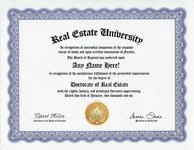 REAL ESTATE DIPLOMA AGENT BROKER DEGREE TYCOON GAG GIFT  