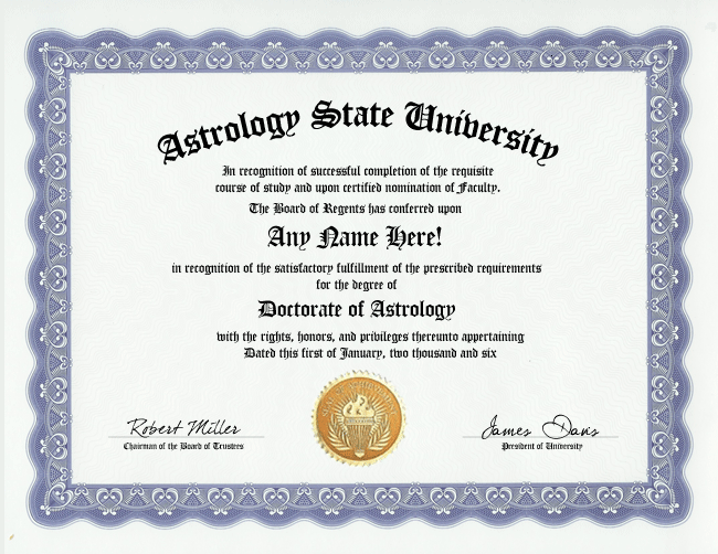 ASTROLOGY DIPLOMA  ASTROLOGER DEGREE  CUSTOM GAG GIFT  